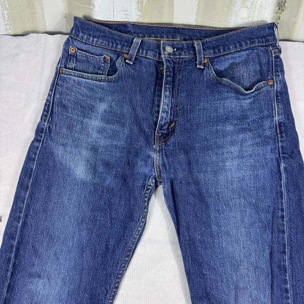 Levi's 505 Men's Straight Jeans Blue Stone Wash Denim Zip‎ Fly 5-Pocket W32 L32 - Picture 3 of 16
